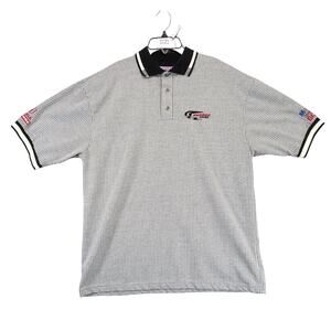 Vtg Penske Racing Polo Shirt Men's XL Honda Firestone Black White Grid 90s-Y2K